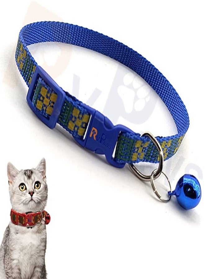 Pups&Pets 10 MM Puppy Collar and Leash Set - Puppy Printed Adjustable Nylon Collar with Leash for Cat and Puppy, Quick Release and Breathable Collar with Bell for Puppies, Small Dog & Cat (Blue) - Image 2